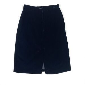 Barrie Stephens Black Velvet Pencil Skirt 8 Midi Front Slit Elegant Evening Chic